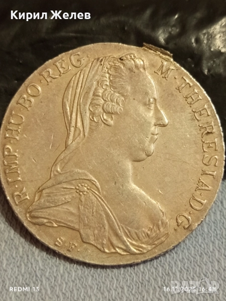 Сребърна монета талер 1780г. Мария Терезия Австро-Унгария рядка за КОЛЕКЦИЯ 52222, снимка 1