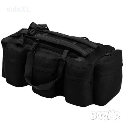 vidaXL 3-в-1 пътнически сак тип военен, 90 л, черен（SKU:91390）, снимка 1