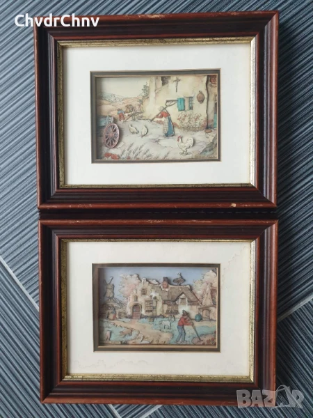 Anton Pieck 3D картина/2бр детски релефни картини/дървена рамка 30x24см, снимка 1