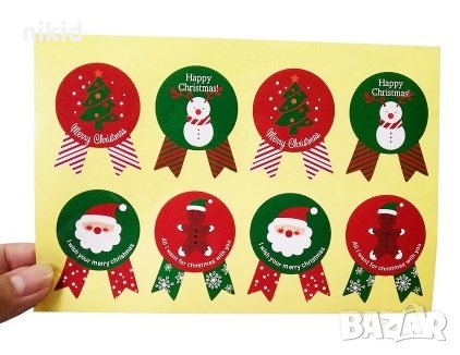 40 бр Happy Christmas лепенки стикери с надписи ръчна изработка благодаря подарък Коледни, снимка 1