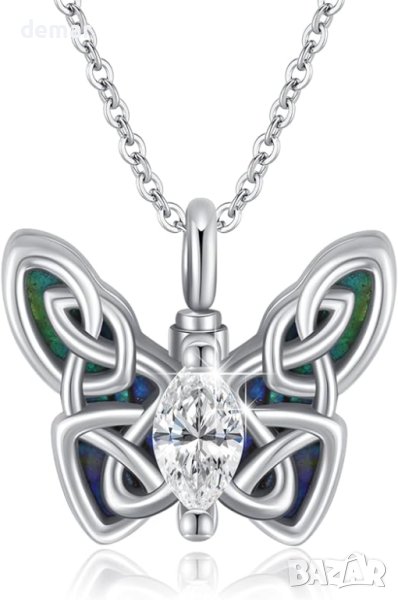 MEDWISE 45 см сребърно колие пеперуда с урна за пепел, снимка 1