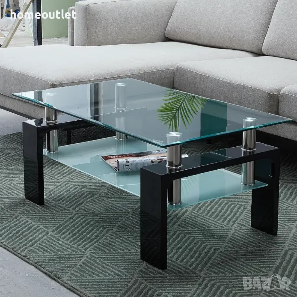 ПРОМОЦИЯ Маса със стъклен плот CLIPOP C-B-CT-0127BL, снимка 1