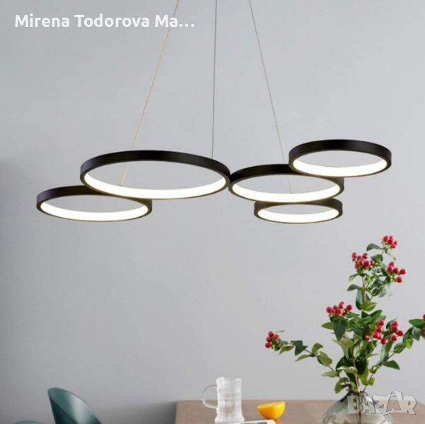 Модерен лед LED полилей висяща Висулка с четири пръстена дистанционно, снимка 1
