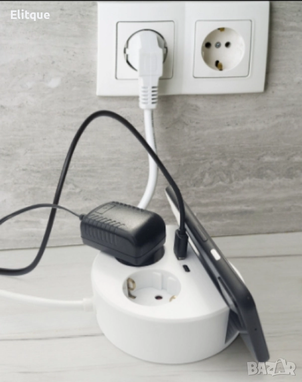 Technaxx, Настолно гнездо за мобилен телефон, 2 x 230V и 2 USB порта, снимка 1