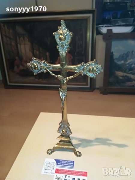 КРЪСТ-МЕД/МЕСИНГ-МАСИВЕН С ХРИСТОС-38Х20Х10СМ, снимка 1