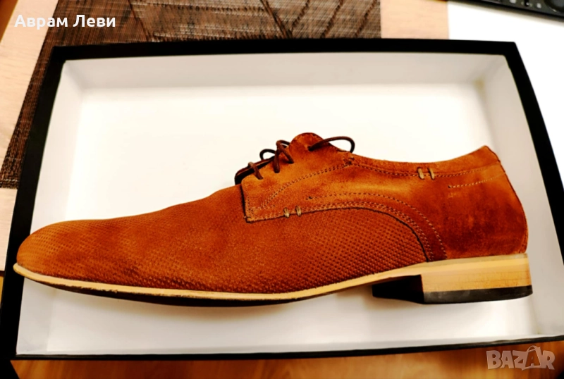 Мъжки обувки от естествена кожа (набук), цвят светло кафяво с номер 44, снимка 1