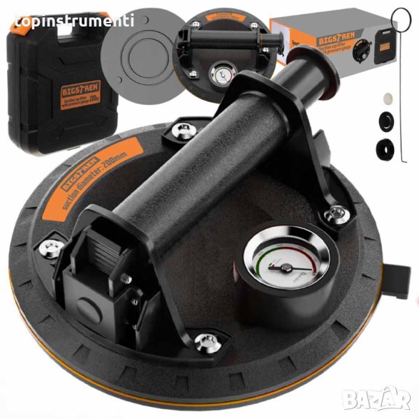 Вакуум Вендуза с манометър, за плочки, гранитогрес, стъкла 20см. BIGSTREN, снимка 1