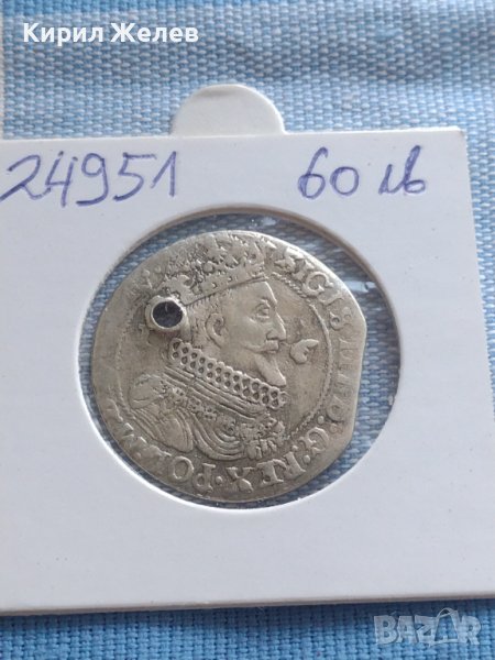 Сребърна монета Орт 1624г. Сигизмунд трети Данциг ПОЛША 24951, снимка 1