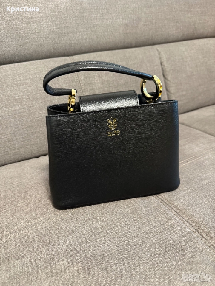 Черна чанта естествена кожа, снимка 1