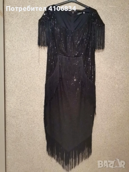 Черна рокля  с ресни , снимка 1