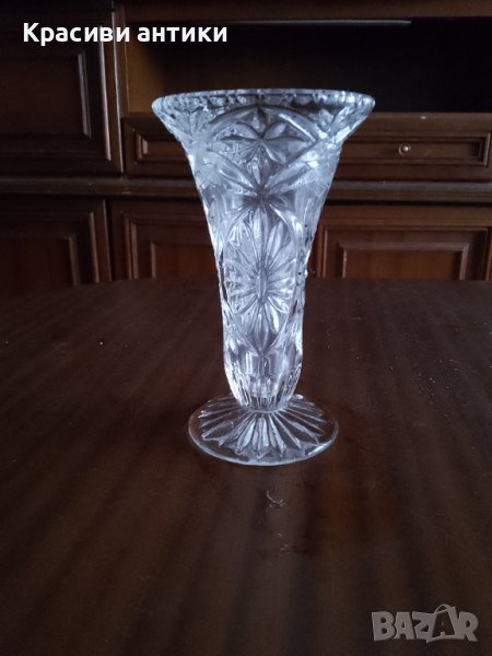 Кристални, старинна, красива, кристална ваза, снимка 1