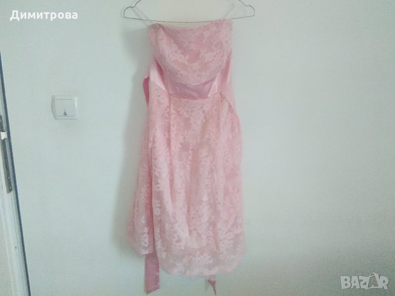 Розова рокля с тюл и дантела, снимка 1