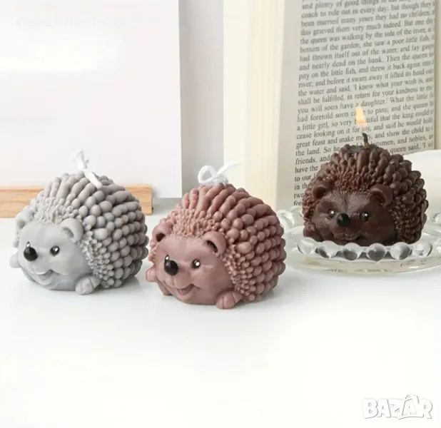 3D таралеж таралежче Силиконов молд форма калъп за свещи гипс сапун , снимка 1