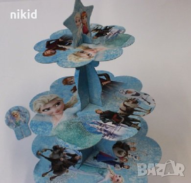3 етажна Триетажна поставка стойка за мъфини картонена Замръзналото кралство Елза Анна frozen кексче, снимка 1