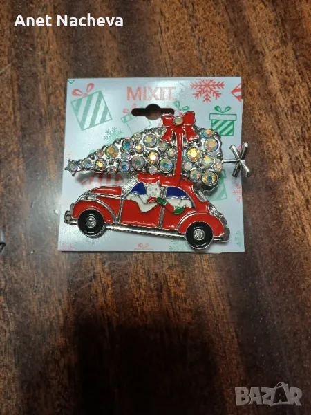 Брошка Коледно Новогодишна с игла-закопчалка , снимка 1