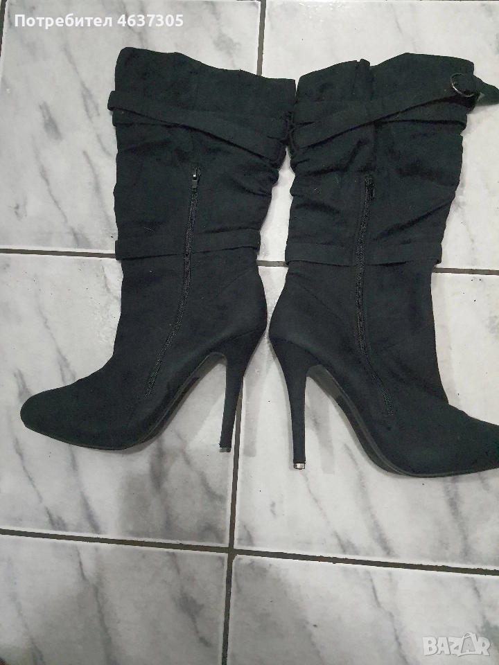маркови къси ботуши от велур, снимка 1