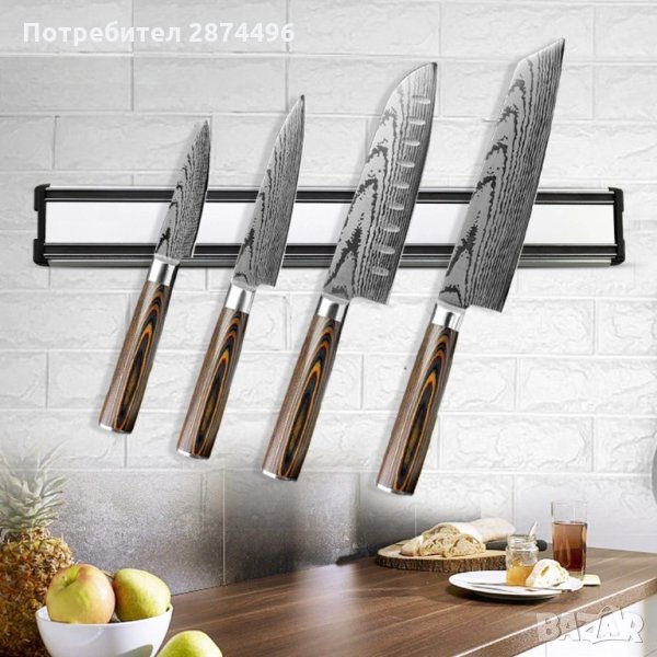 2924 Магнитна алуминиева поставка за кухненски ножове, снимка 1