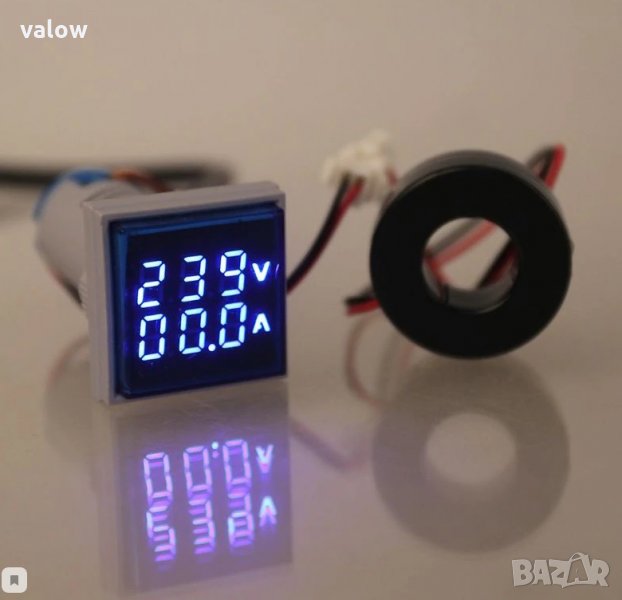 Комбиниран цифров панелен волтметър амперметър за променлив ток AC, снимка 1