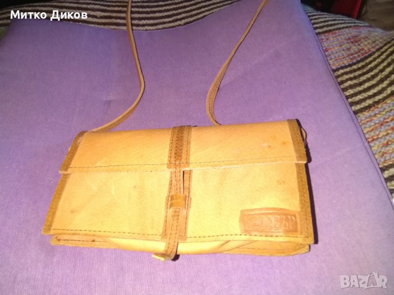 Чанта за през рамо Несебър от соца 1980г нова естествена кожа 21х12х5см, снимка 1