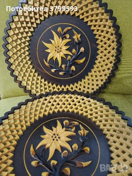 2 декоративни дървени чинии, снимка 1
