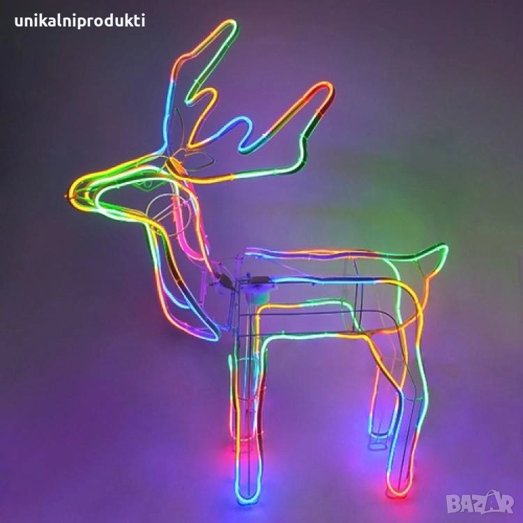3D елен НОВ МОДЕЛ с автоматично мърдаща се глава 150см х 100см в неонова светлина 2025 , снимка 1