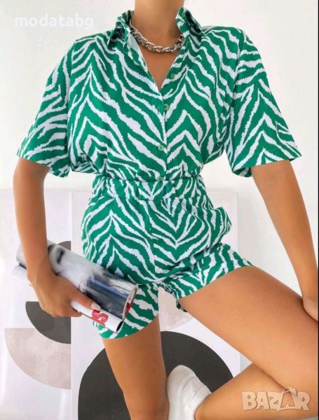 Сет от две части панталонки с висока талия и риза (М, Л), снимка 1