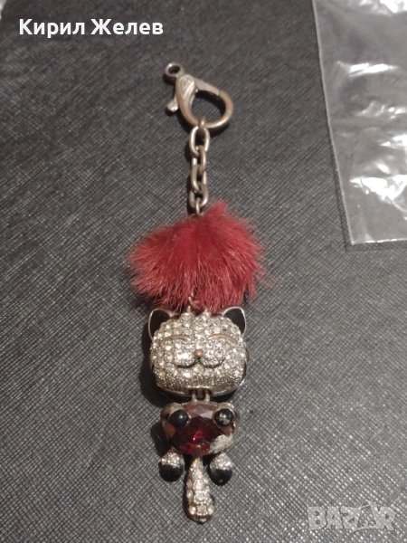 Марков ключодържател КОТКА с кристали перфектно състояние много красив стилен дизайн 42357, снимка 1