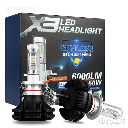 H7 Н1 Н4  LED автомобилни лампи X3 LED HEADLIGHT, снимка 1 - Аксесоари и консумативи - 27419305