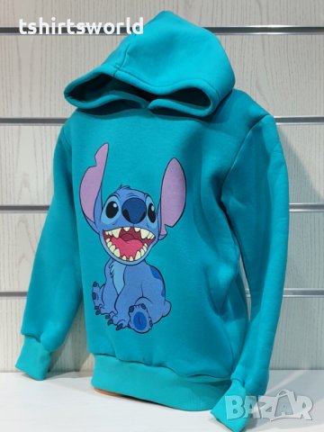 Нов детски суичър с дигитален печат Стич (Stitch) в зелен цвят, снимка 3 - Детски анцузи и суичери - 38906954