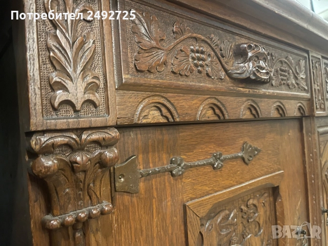 Огледало и шкаф антикварно,масив дьб Дърворезба , снимка 9 - Огледала - 42199531