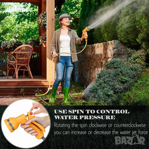 Пистолет за пръскане с маркуч HOMOZE, 10 модела на пръскане, снимка 6 - Други стоки за дома - 49244816