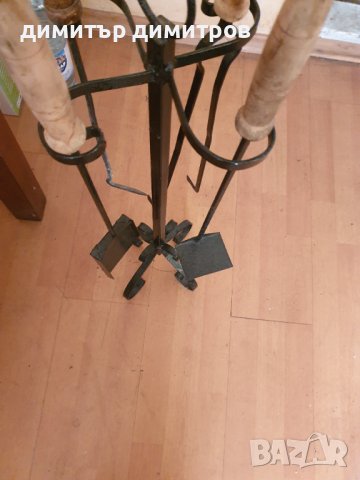 Прибори за камина 4 броя + стойка, снимка 5 - Други стоки за дома - 43360200