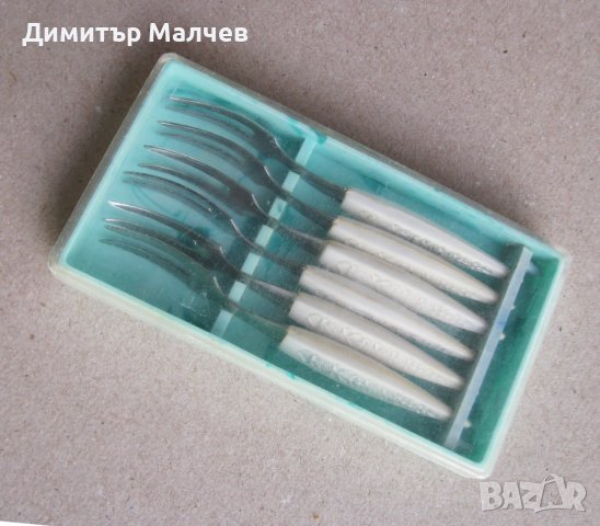 Стар руски комплект вилички 10 см за охлюви или хапки, в кутия, запазени, обща цена, снимка 4 - Прибори за хранене, готвене и сервиране - 43523086