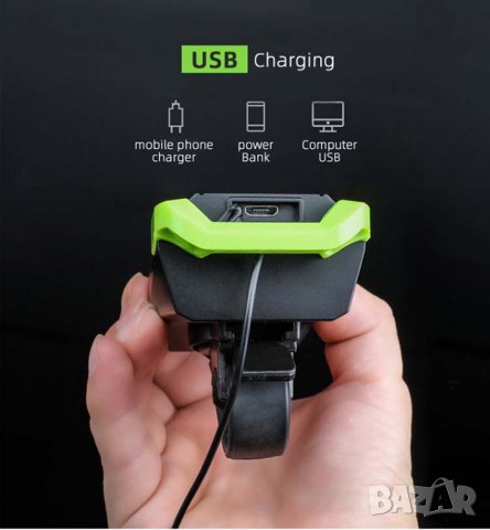3в1 USB презареждаем фар за колело, акумулаторен, компютър, клаксон километраж светлини за велосипед, снимка 5 - Аксесоари за велосипеди - 33589907