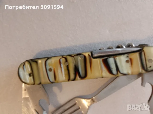 Старо   колекционерско туристическо ножче многоцветен седеф- 9 см във перфектно състояние , снимка 11 - Ножове - 50127150