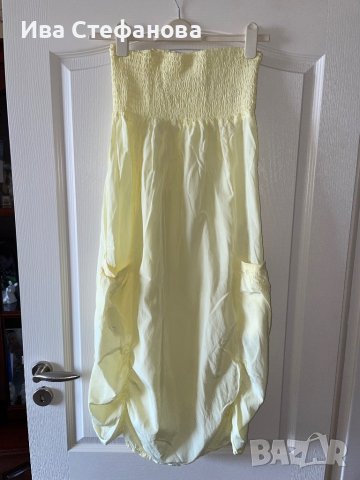 Страхотна дълга патешко жълта рокля one size размер, снимка 7 - Рокли - 37532165