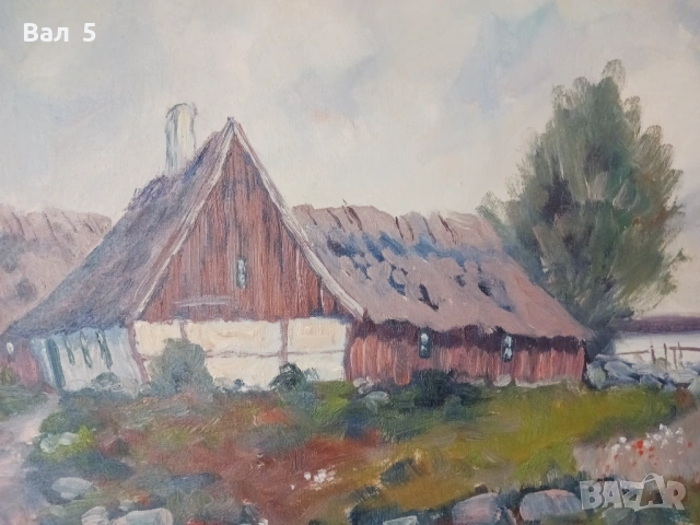 Стара авторска картина , пейзаж - платно , подписана, снимка 3 - Картини - 53464305