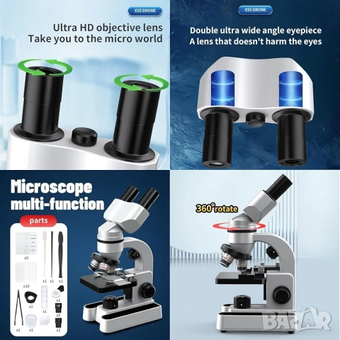 Образователен Биологичен Микроскоп за Ученици и Студенти с х1600 Увеличение, снимка 6 - Образователни игри - 52480039