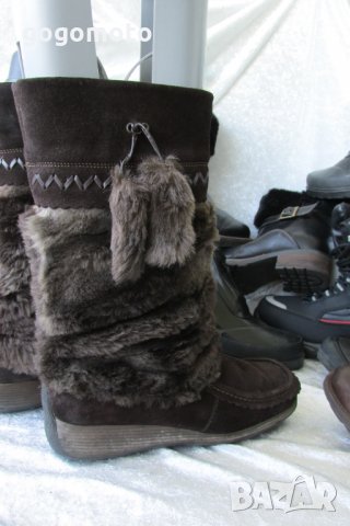 АПРЕСКИ, топли кафяви боти, апрески, кубинки, ботуши, 38,естествена кожа - велур + топла подплата, снимка 12 - Дамски ботуши - 33415632