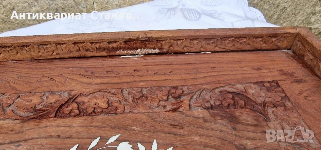 Колекция от  дървени подноса, изработени в Индия, снимка 12 - Антикварни и старинни предмети - 50752152