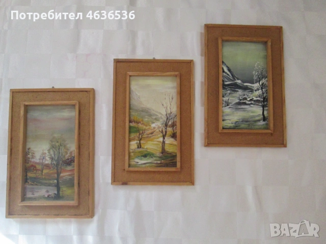 3 картини, 3 сезона, масло, фазер, подпис ,24х25см.