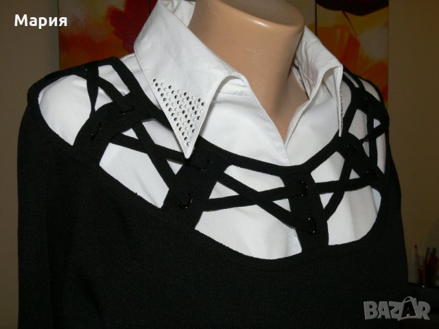 Черна блуза с ефектно деколте