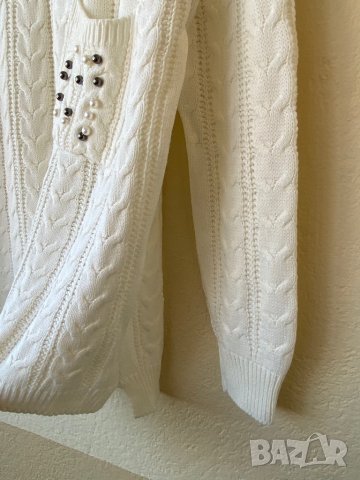 Дамски пуловер с перли - М, снимка 4 - Блузи с дълъг ръкав и пуловери - 40372050