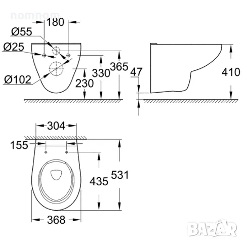 Конзолна тоалетна чиния GROHE RIMLESS, снимка 2 - ВИК - 48611996