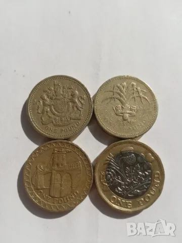лот 4 монети от 1 паунд различни години, снимка 3 - Нумизматика и бонистика - 48501508