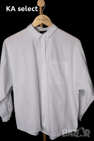 Бяла риза със сини ресни, снимка 3 - Ризи - 51453151