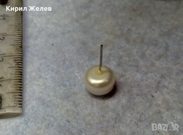 БЯЛА НАТУРАЛНА ПЕРЛА РЕТРО АРТ ОБЕЦА с ЩИФТ от БРОНЗ с ПОСРЕБРЯВАНЕ 48238, снимка 6 - Обеци - 49757529