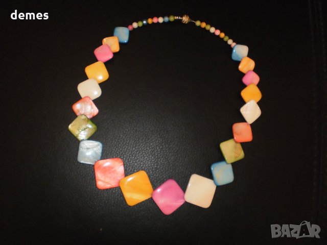 Колие от естествен седеф с четириъгълна форма , снимка 13 - Колиета, медальони, синджири - 20428540