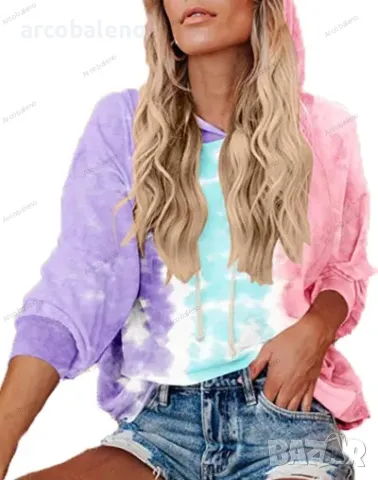 Нов дамски суичър с качулка Tie Dye, 3цвята , снимка 10 - Суичъри - 48456824