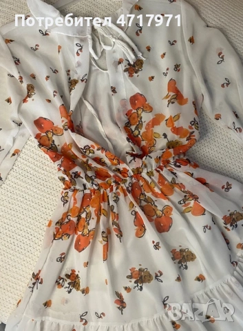 Елегантна рокля с цветя, с леко отворено деколте на гърба., снимка 4 - Рокли - 53300746